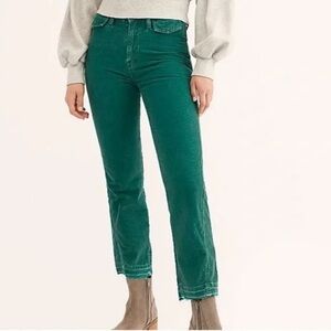 Free People ACES Corduroy Straight Leg Corduroy Pants In Holiday Pine Green 30